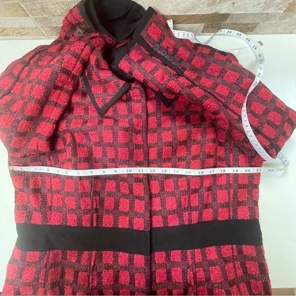 Carlisle Red Black Tweed Plaid Blazer Jacket Career Women's Size 16 - Picture 14 of 16